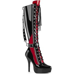 Devious - INDULGE-2028 Plateau Laarzen - US 15 - 46 Shoes - Zwart/Rood