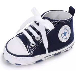 Stoere Baby Schoenen - Babysneakers van Baby-Slofje - Marine maat 18 ( 12 cm)