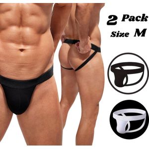LekkerStout 2-Pack Jockstrap - Zwart/Wit - Sexy Herenondergoed | M | LS255