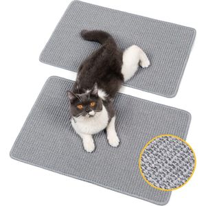 Krabmat voor aan de muur, natuurlijk sisal, horizontale krabmat voor katten, kattenvloer, krabmat, katten, krabmeubels, hoeken, krasbescherming voor banken en banken (M, 60 x 40 cm)