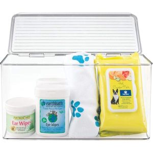 Opbergdoos, stapelbare keukenorganizer van kunststof, voorraaddoos met deksel, doorzichtig