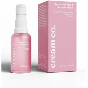 Cream co. Serum - Hyaluronzuur - Peptide Serum - 5 soorten Hydraterend Revitaliserend Verhelderend Volmakend Vitamine B3 - Alle huidtypes - Dag en/of Nacht 30 ml