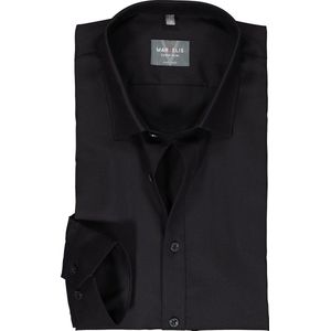 MARVELIS super slim fit overhemd - mouwlengte 7 - popeline - zwart - Strijkvriendelijk - Boordmaat: 41