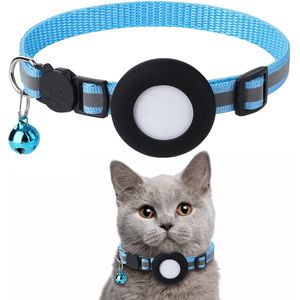 YONO Katten Halsband geschikt voor Apple Airtag - Kattenbandje met Belletje en Reflecterend - GPS Kat - Blauw
