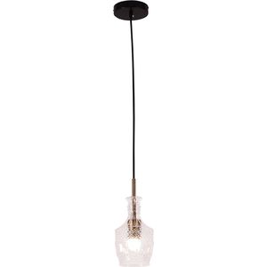 Olucia Danny - Design Hanglamp - Glas/Metaal - Transparant;Zwart - Cilinder - 12 cm