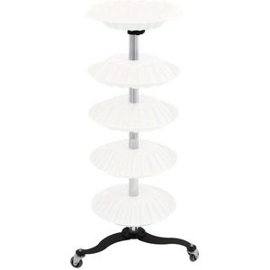 Nagellakhouder – Nagellakstandaard – Beauty Organizer – Cosmetica Opberger – Make-up Rek – 5 Lagen – Roestvrij Staal – Mobiel Met 3 Wieltjes – Wit Modern Design