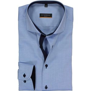 ETERNA slim fit overhemd - fijn Oxford heren overhemd - lichtblauw (blauw gestipt contrast) - Strijkvrij - Boordmaat: 44