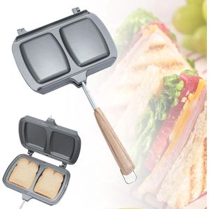 Dubbelzijdige Sandwichmaker met Antiaanbaklaag en Handgrepen - Ideaal voor Outdoor Gebruik