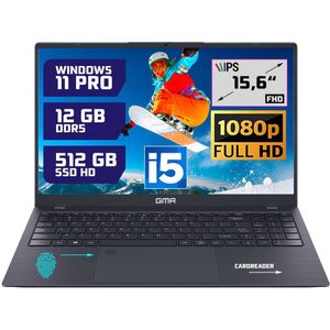 GMR - 15.6 Inch Full HD Laptop - Intel Core i5 - 12GB DDR5 RAM - 512GB SSD - Windows 11 Pro voor Thuis, Office en Studie notebook