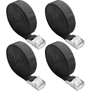 Spanbanden 10 m 4 stuks zwart spanband met klemsluiting - motorfiets fietsendrager - extreem robuuste spanbanden DIN EN 12195-2 standaard Spanbanden met ratel