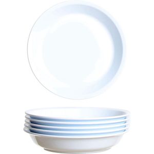 Gastro Kunststof borden, 6 stuks, 21 cm, wit, herbruikbaar, onbreekbaar, rond, stapelbaar, bordenset, dinerborden, plastic borden, plastic servies, campingborden, kinderborden