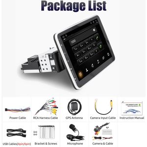 Multimedia Autoradio - Android Autoradio - Draaibare - Universeel Multimedia Systeem - CarPlay - GPS Navigatie - Bluetooth - 10.1"" - Touchscreen - 64G - 12 LED