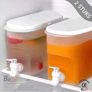 Borvat® - Drink Bucket - Drankdispenser met kraantje - Waterdispenser - Limonadetap - Watertap - Sapdispenser - 2 Stuks