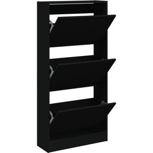 vidaXL - Schoenenkast - 60x21x125,5 - cm - bewerkt - hout - zwart