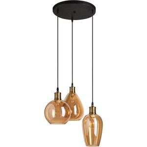 Design hanglamp Verona met amber glas, 3-lichts