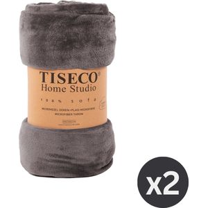 Tiseco Home Studio - Plaid COSY - SET/2 - microflannel - 220 g/m² - 130x160 cm - Grijs