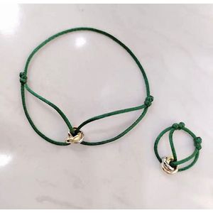 Soraro Tricolor Armband&Ring Set | Groen | Goldplated | Soraro Ringen | Cadeau voor haar | verjaardag vrouw