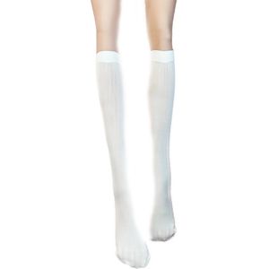 BamBella® Knie Sokken panty stof Dames - Onesize Wit net Kniekousen - kousen