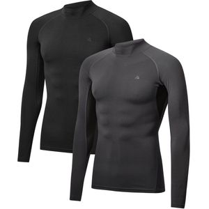 DANISH ENDURANCE - Lange Mouw Compressie Top - Zwart - Onderlaag Shirt - 2-Pack