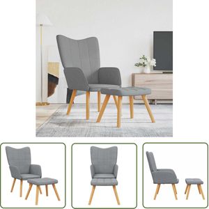 The Living Store Relaxstoel met voetenbank stof lichtgrijs - Relaxstoel - Fauteuils - Lounge Chair - Loungestoel - Woonkamer Meubels