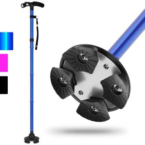 Wandelstok ledlicht verstelbare stokken artritis-gehandicapten ouderen blauw
