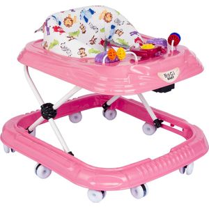 Bogi baby walker - Luxe loopstoel - Verstelbaar in 3 standen - Zitje extra hoog extra veilig - Met 3 speelfuncties - Roze