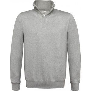 B&C Heren ID.004 1/4 Ritssweatshirt (Heide Grijs)