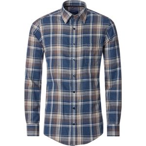 CASA MODA - Sport Comfort Fit - Flanel Overhemd - Blauw Geruit - Strijkvriendelijk