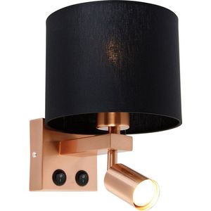 QAZQA brescia combi - Moderne Wandlamp voor binnen - 1 lichts - D 22 cm - Zwart - Woonkamer | Slaapkamer | Keuken