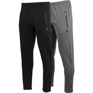 2-Pack Donnay - Joggingbroek met rechte pijp - sportbroek - Heren - Maat XXL - Zwart/Charcoal-marl (1030)