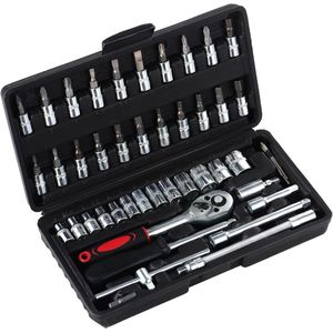 Allecto Premium - 46-delige dopsleutelset voor auto en fiets reparatie met flexibele verlengstangen