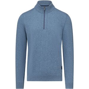 State of Art Heren trui met rits blauw (Maat: S) - Mélange - Halslijn: Opstaande kraag met rits,