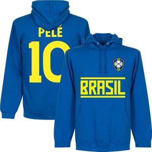 Brazilië Pelé 10 Team Hoodie - Blauw - M