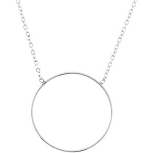 Behave Minimalistische ketting stainless steel (staal) zilver kleur met ronde hanger