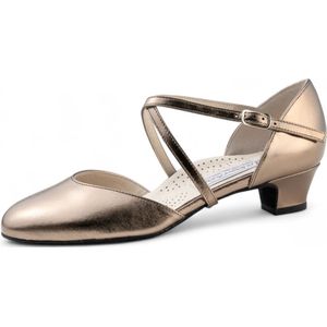 Werner Kern Felice Dames Ballroom Dansschoenen - Chevro antiek metallic leer - Lage stabile hak 3,4cm - Geschikt voor brede voet - Dichte Neus - Feestelijke dansschoen - Latin, Social, Stijldansen - Werner Kern - Koper - 34