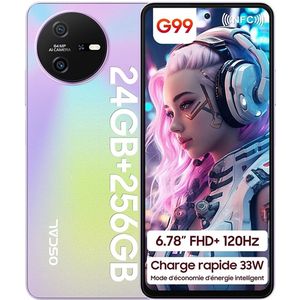 OSCAL Tiger 12 Smartphone - 5000mAh - 24GB RAM - 256GB ROM - 6.78 Inch - 64MP - Android 13 - GPS - 4G Dual SIM - Paars