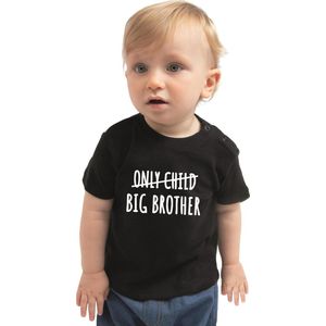 Correctie only child big brother cadeau t-shirt zwart voor baby / kinderen - Aankodiging zwangerschap grote broer 74
