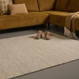 Vloerkleed Stip - Zilvergrijs - 100% Wol - 160x230 cm