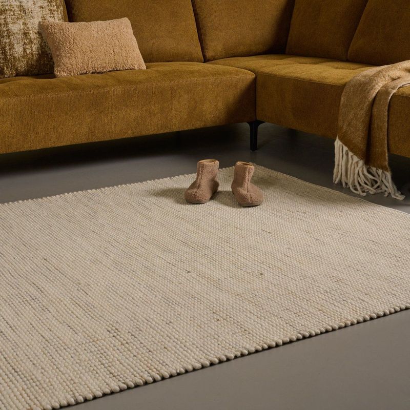 Vloerkleed Stip - Zilvergrijs - 100% Wol - 160x230 cm