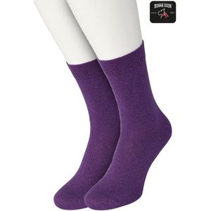 Bonnie Doon - Katoenen Glitter Sokken - Donker Paars - Set van 2 Paar - Subtiele Glitter