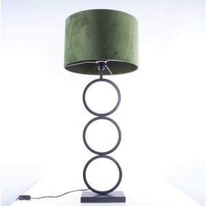 Tafellamp capri 2 ringen | 1 lichts | groen / bruin / goud / zwart | metaal / stof | Ø 40 cm | 94 cm hoog | tafellamp | modern / sfeervol / klassiek design