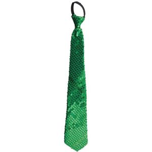 Toppers - Funny Fashion Carnaval verkleed stropdas met glitter pailletten - groen - polyester - heren/dames
