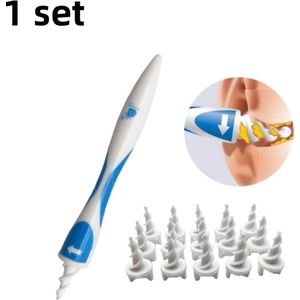 1 set - spiraal oorstokje - oorstokje - draaibaar oorstokje - met 16 zachte tips - geschikt voor het reinigen van vette oren - wit