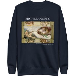 Michelangelo 'De Schepping van Adam' (""The Creation of Adam"") Beroemd Schilderij Sweatshirt | Unisex Premium Sweatshirt | Navy Blazer | S