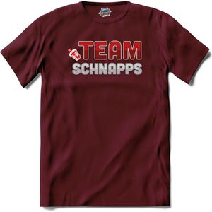 Team Schnapps | Grappige apres ski dank kleding | Wintersport shirt - T-Shirt - Unisex - Burgundy - Maat S