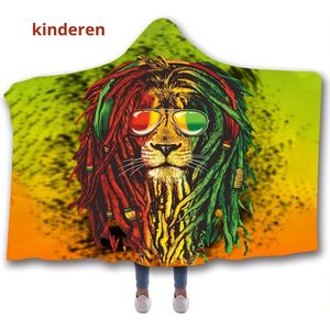 Bovista Hoodie Deken Met Mouwen - Onesie - Plaid - Fleece Blanket - Knuffeldeken - Dames - Heren - Kinderen - Leeuw - Kinderen