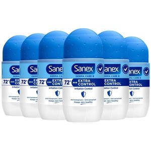 Sanex Deo Roller – Dermo Extra Control - 6 x 50 ml - Voordeelverpakking