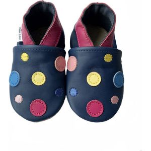 Donkerblauwe babyslofjes van Baby-Slofje met kleurrijke stippen maat 23/24 - 18-24 maanden