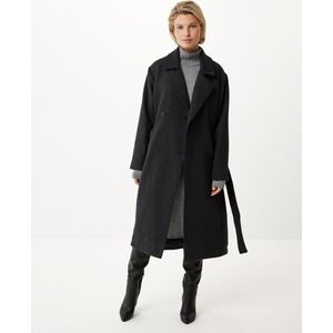 Oversized Double Breasted Wool-look Trenchcoat Dames - Antracite Melee - Maat XS/S