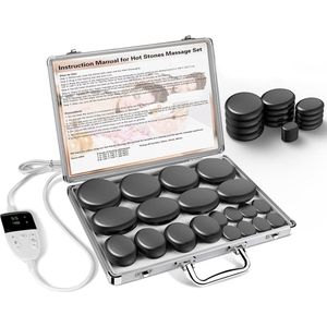 Hot Stone Massage Set - 20 Stuks - Professionele Massageset - Lymfedrainage - Verlichting Van Spanning En Spierpijn